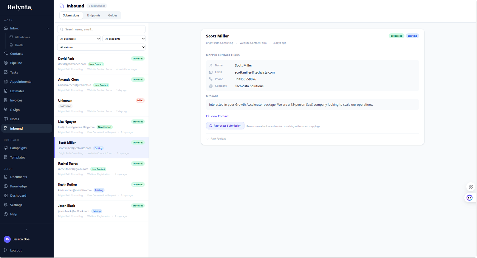 Relynta Inbound Forms — capture website leads